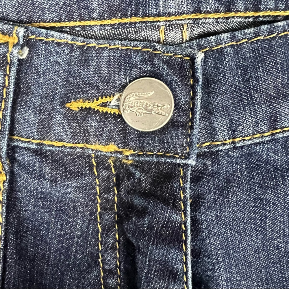 VTG Y2K Lacoste Blue Jeans Low Rise Patch Pocket Straight Leg Denim Sz 38 (US 8) - Picture 8 of 14